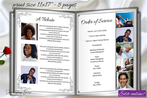 Free 11X17 Funeral Program Template