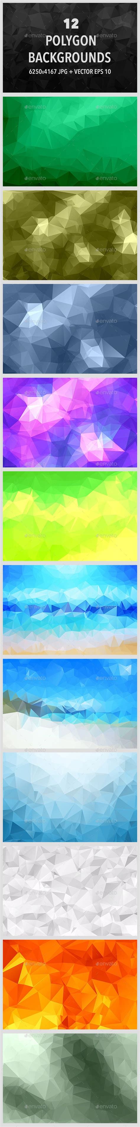 Download Free 12 High Resolution Polygonal Backgrounds SVG Files