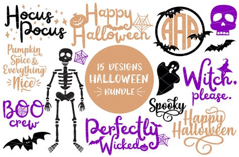 Download Free 15 Halloween Designs Bundle SVG-DXF-PNG DXF Files