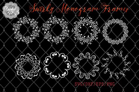 Download Free 15 Swirly Monogram Frames ~ SVG/EPS/DXF/PNG Files Free PSD Mockups