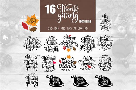 Download Free 16 Thanksgiving Designs SVG DXF Files