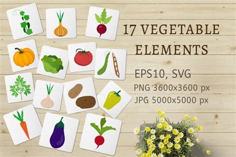 Download Free 17 vegetable elements Creativefabrica