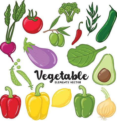 Download Free 17 vegetable elements Easy Edite