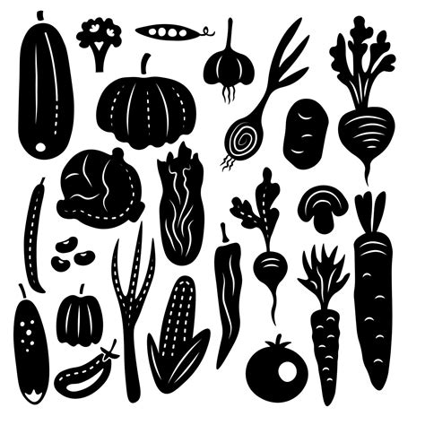 Download Free 17 vegetable elements Silhouette