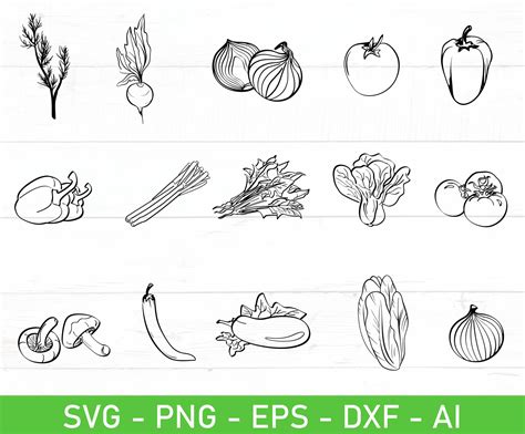 Download Free 17 vegetable elements Silhouette DXF Files