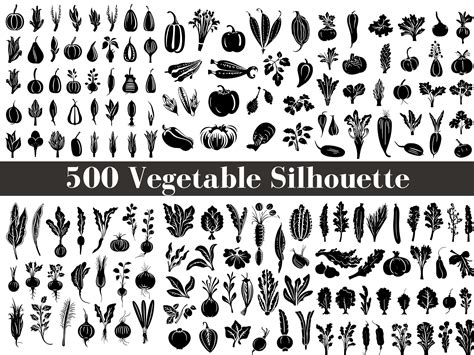 Download Free 17 vegetable elements Silhouette For Crafts