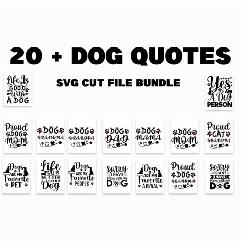 Download Free 20 Dog Quotes SVG Bundle Files