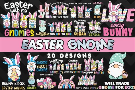Download Free 20 Easter Gnome Bundle SVG DXF Files
