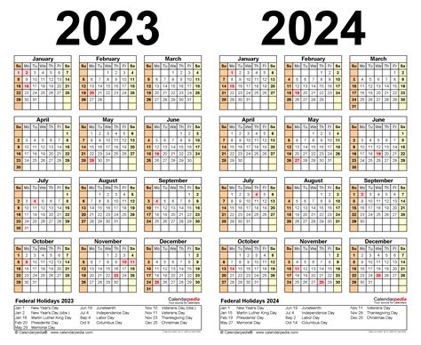 Free 2023 And 2024 Calendar Printable