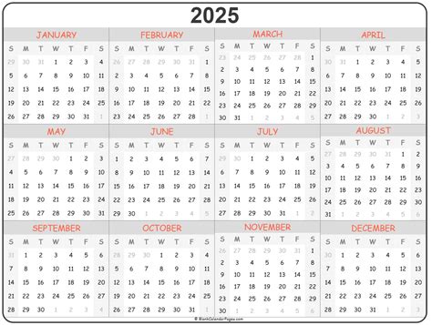Free 2025 Calendar