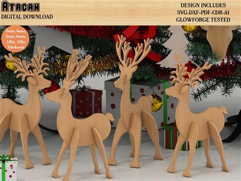 Download Free 3D Christmas deer Commercial Use DXF Files