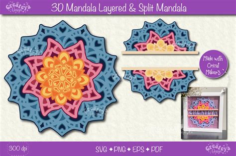 Download Free 3D LAYERED SPLIT MANDALA CUT FILE 1 Commercial Use Free PSD Mockups