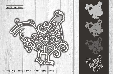 Download Free 3D Layered Chicken Cut File Vector Printable