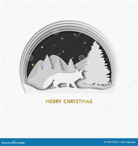 Download Free 3D Layered Christmas greeting card with fox Commercial Use Free PSD Mockups