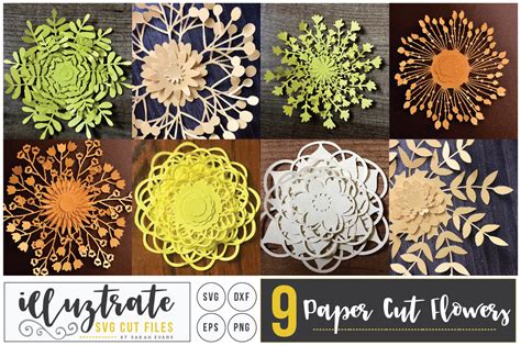 Download Free 3D Layered Flowers SVG Bundle Files For Crafts