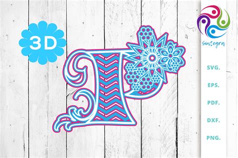 Download Free 3D Multilayer Floral Chevron Letter P , SVG Cut File Files For Crafts