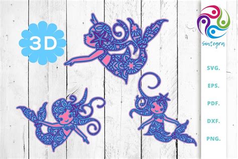 Download Free 3D Multilayer Mermaid Svg Cut File 1 Cameo