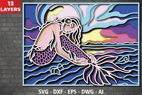 Download Free 3D Multilayer Mermaid Svg Cut File 1 Cut Files