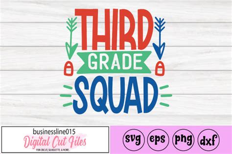 Download Free 3rd Grade Squad SVG Cut File for Cricut Machine