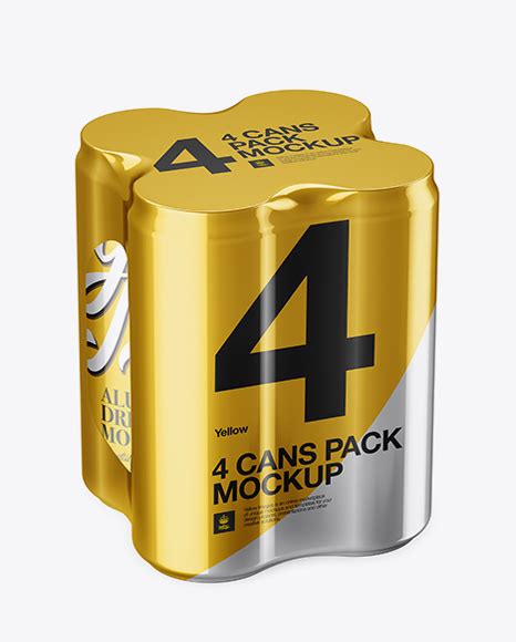 Download Free 4 Cans in Shrink Wrap Mockup PSD Generator PSD Files