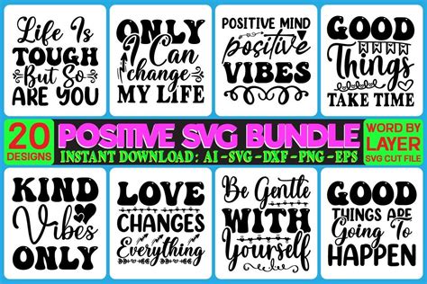 Download Free 40  Positive SVG Bundle Creativefabrica DXF Files