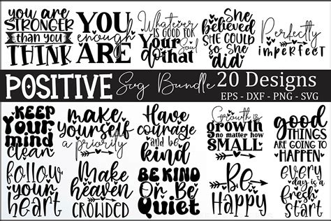 Download Free 40  Positive SVG Bundle Silhouette For Crafts