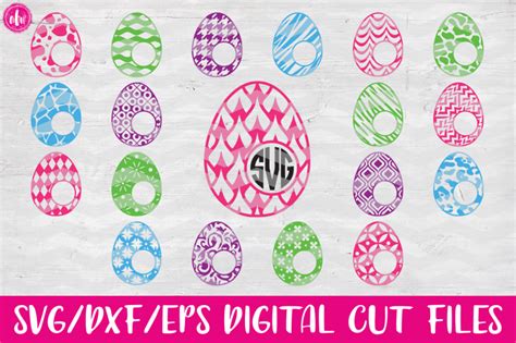 Download Free 40 Patterned Monogram Eggs Bundle - SVG, DXF, EPS Cut Files For Crafts