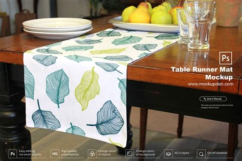Download Free 40x180cm Table Runner Mockup Set PSD Templates Yellowimages