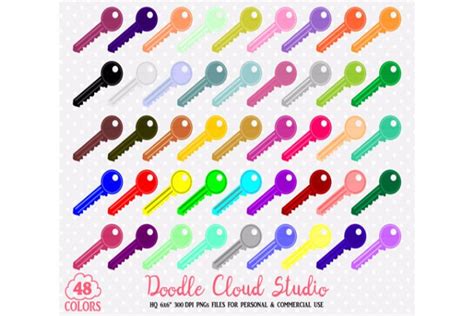 Download Free 48 Colorful Keys Clipart Metal Key Padlock stickers Files DXF Files