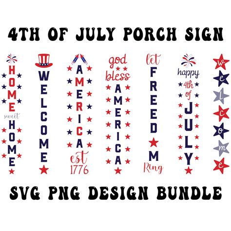 Download Free 4th Of July Porch Signs Bundle Commercial Use DXF Files