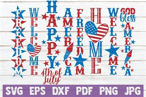 Download Free 4th Of July Porch Signs Bundle Cut Files