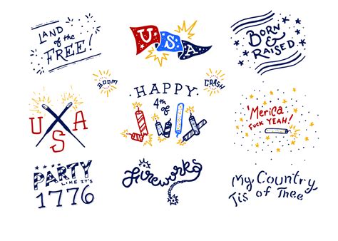 Download Free 4th of July Americana Lettering Pack Printable