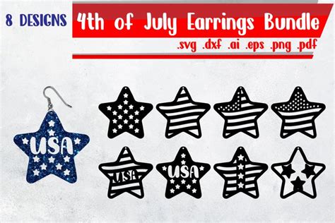 Download Free 4th of July Earrings Bundle | SVG Cut File Templates Files