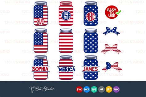 Download Free 4th of July Mason Jar Files Commercial Use