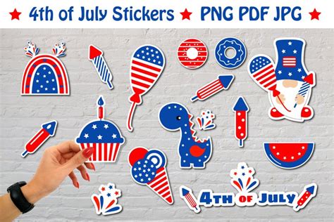 Download Free 4th of July Stickers. Patriotic Stickers Bundle PNG Files DXF Files