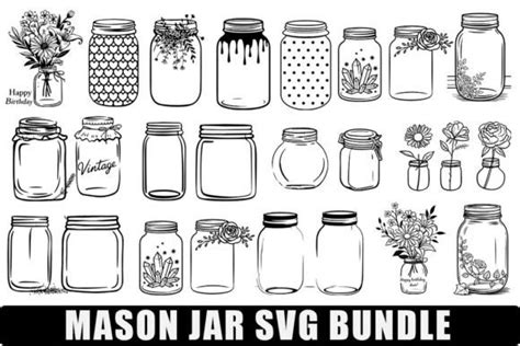 Download Free 5 SVG Jar Set Bundle For Crafters Commercial Use DXF Files