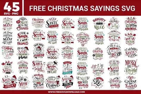 Download Free 50 Christmas SVG Bundle Quotes + Extras Cut Files