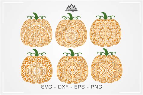 Download Free 6 Pumpkin Mandala Fall Svg Design Files DXF Files