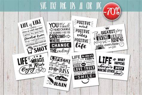 Download Free 8 Inspirational quotes bundle sign SVG DXF Files