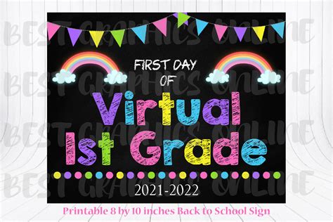 Download Free 8x10 Back to School 1st Grade Sign Virtual Classes Commercial Use Free PSD Mockups