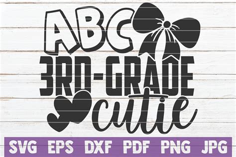 Download Free ABC 3rd Grade Cutie SVG Cut File Files Free PSD Mockups