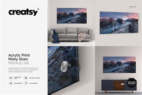 Download Free Acrylic Print Many Sizes Mockup Set PSD Templates Generator PSD Files