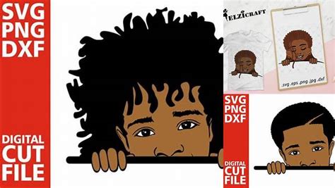 Download Free Afro Boy Peeking SVG Cut File DXF Files