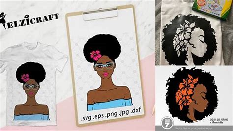 Download Free Afro Girl Hibiscus SVG Cut File Files