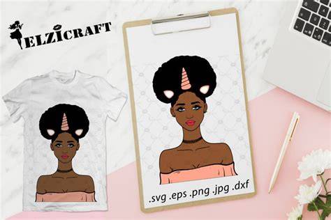 Download Free Afro Girl Unicorn SVG Cut File Files DXF Files