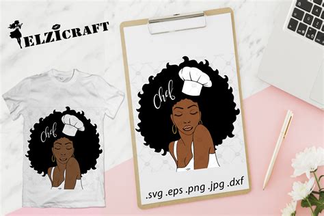 Download Free Afro Woman Chef SVG Cut File Commercial Use Free PSD Mockups
