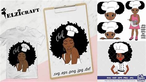 Download Free Afro Woman Chef SVG Cut File Files DXF Files