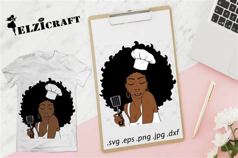 Download Free Afro Woman Chef with spatula SVG Cut File Files For Crafts