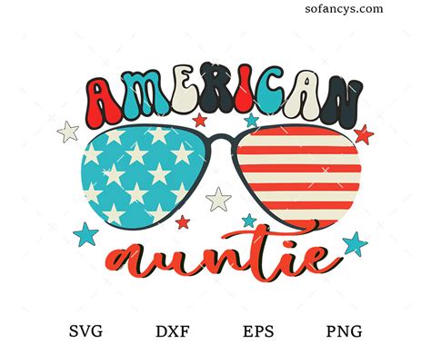 Download Free All American Auntie SVG Cut File Files DXF Files