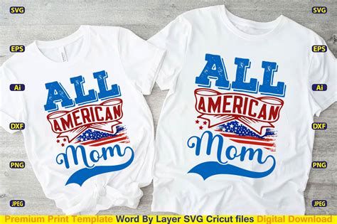 Download Free All American Mom SVG Cut File Commercial Use DXF Files